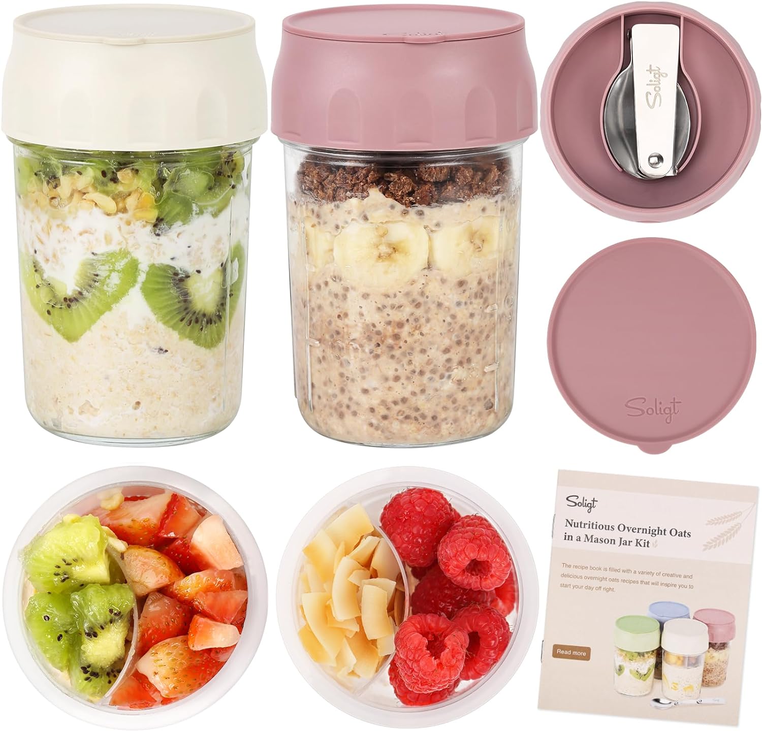 Meal Prep Overnight Oats - 16oz Glasbehälter für Overnight Oats mit