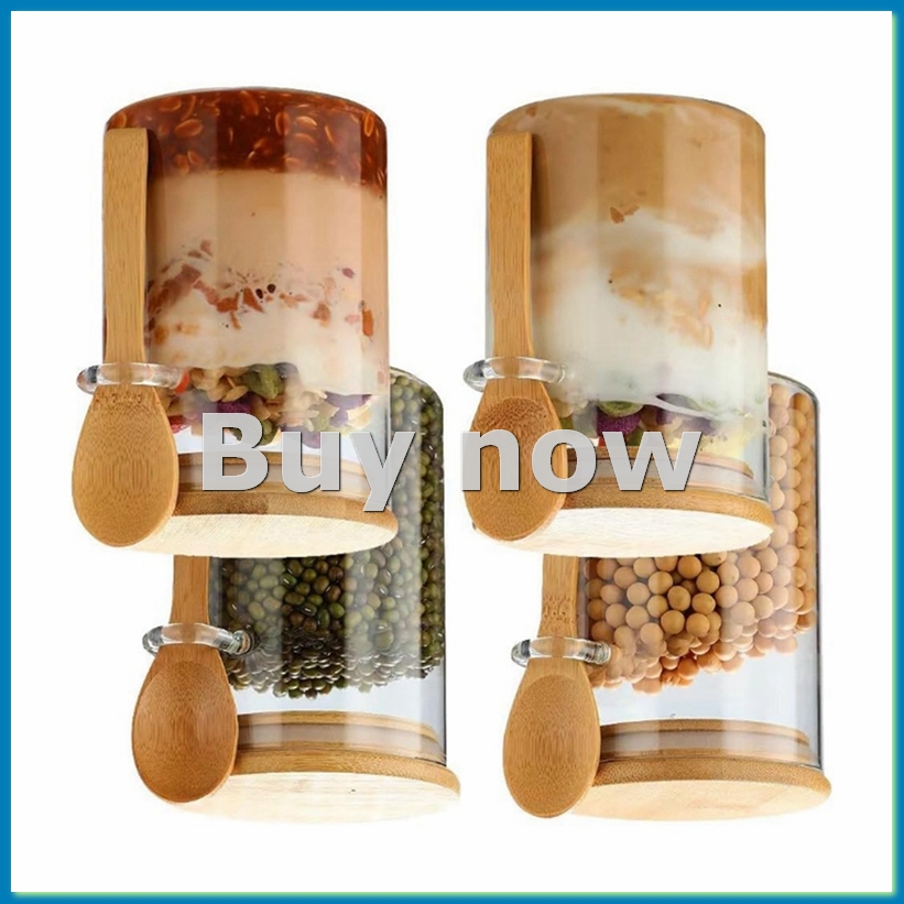 Overnight Oat Jar - 4er-Pack Overnight-Oats-Glasbehälter mit Deckeln und Löffeln,