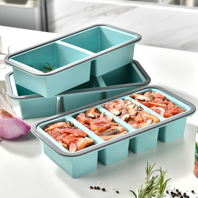 Meal Prep Freezer - Große Eiswürfelformen - Silikon-Gefrierbehälter mit Deckel