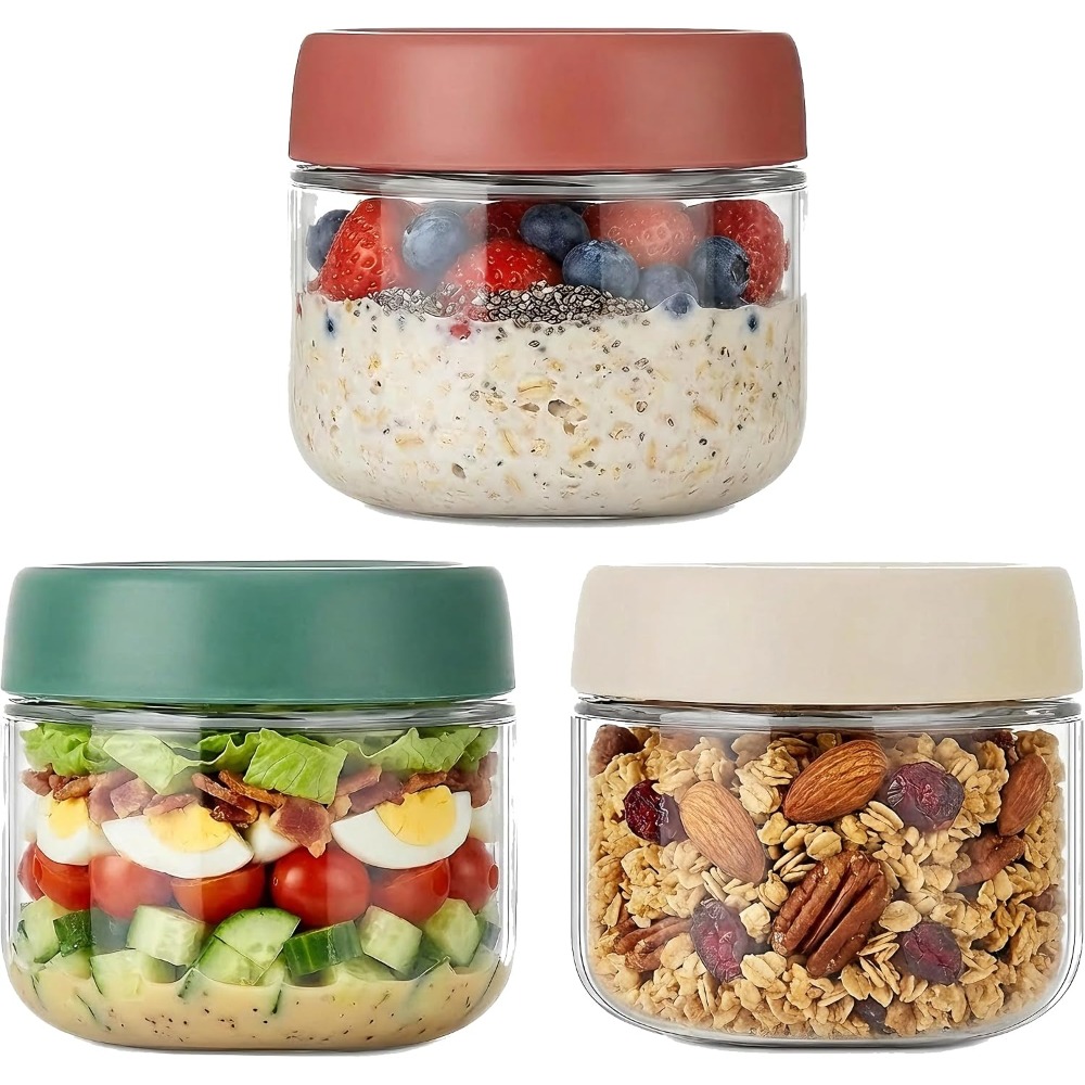 Meal Prep Overnight Oats - 3er-Pack Glasbehälter für Overnight Oats mit