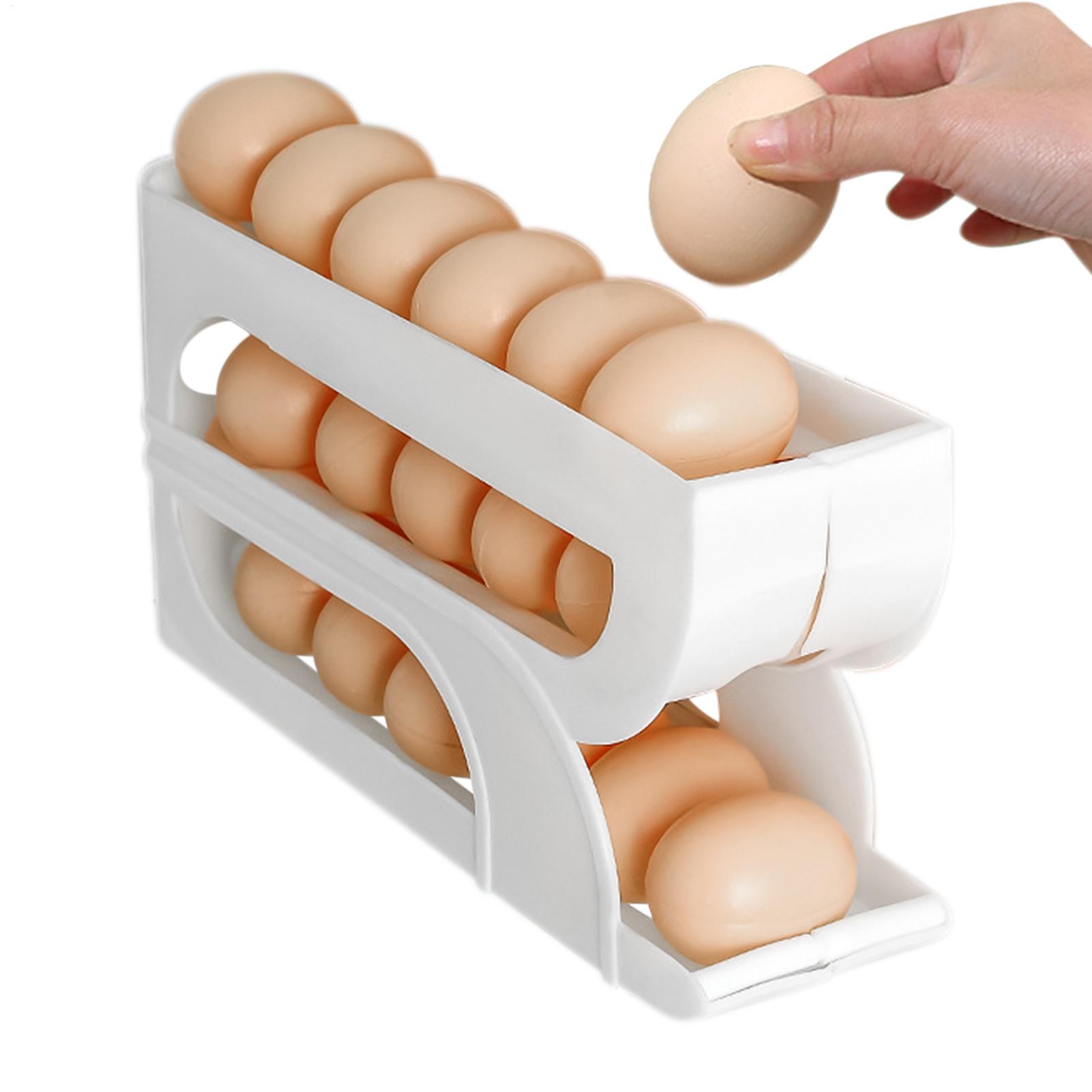 Meal Prep Yellow - Eierhalter für Kühlschrank 3-stöckig Automatischer Rollender