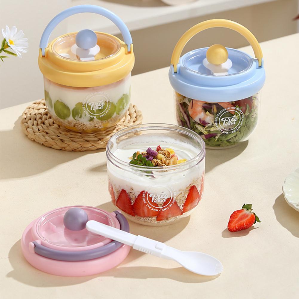 Meal Prep Overnight Oats - Tragbare Salatschüssel mit Integrierter Gabel &