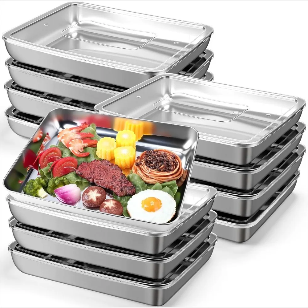 Meal Prep Freezer - 12-teiliges Edelstahl-Lebensmittelbehälter-Set | Auslaufsicheres Stapelbares Meal-Prep-/Marinier-Set