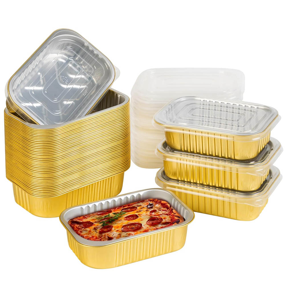 Meal Prep Freezer - Kleine Aluminiumpfannen mit Deckeln, robust, Alufolien-Lebensmittelbehälter,