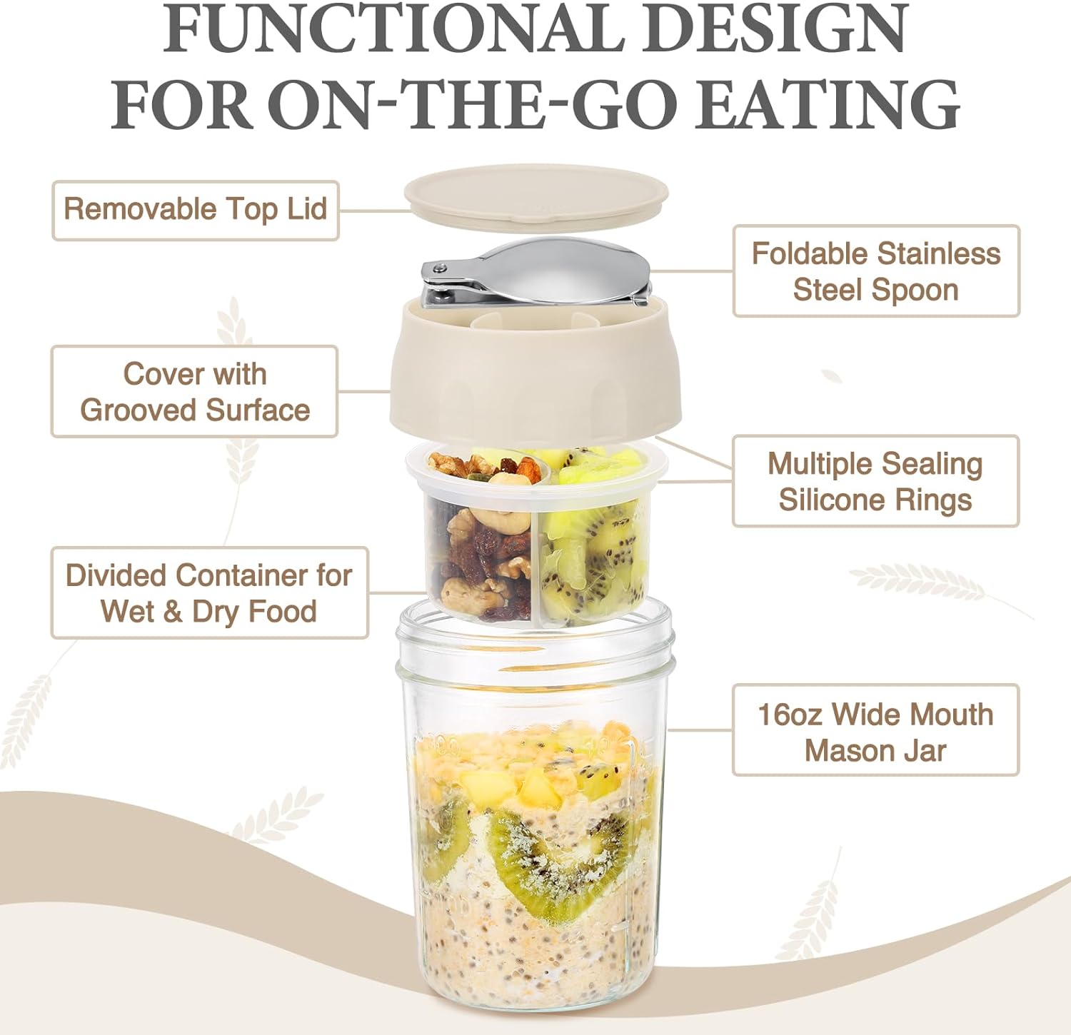16oz Glasbehälter für Overnigh – Meal Prep Overnight Oats Bewertung und Preis