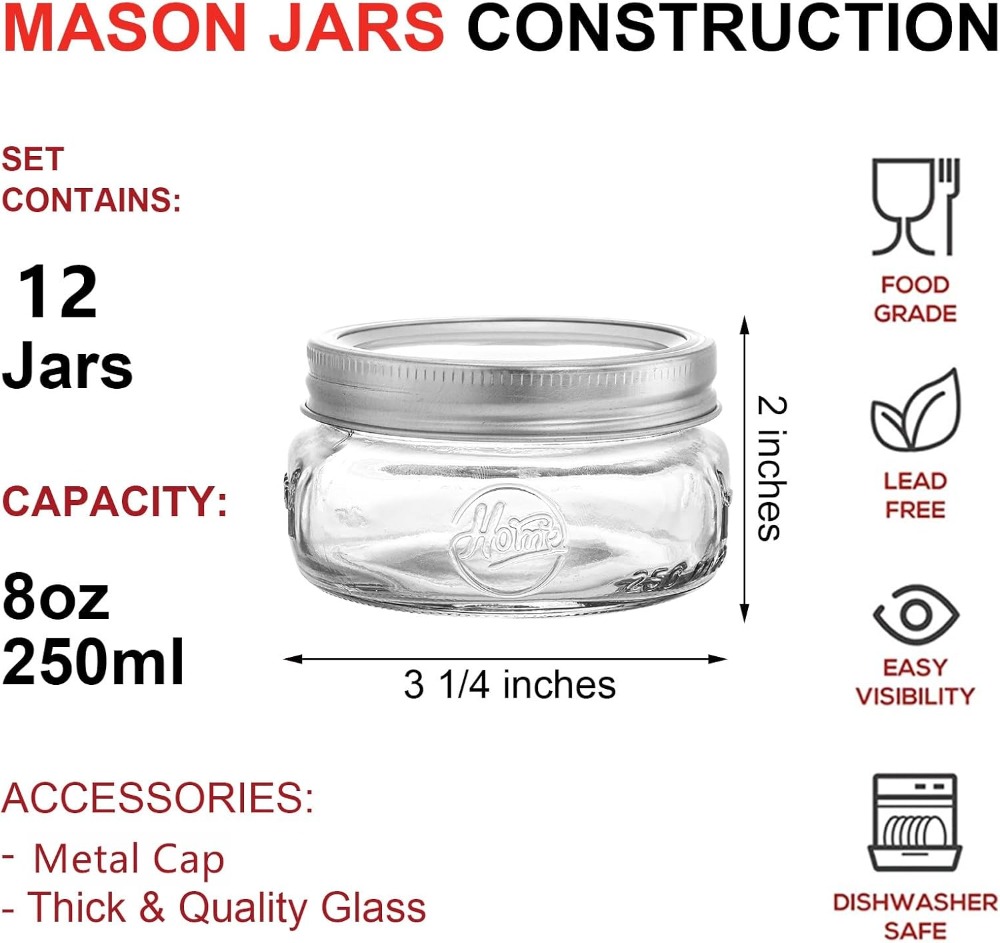 12er-Pack 8oz Weithalsgläser m – Meal Prep Overnight Oats Bewertung und Preis