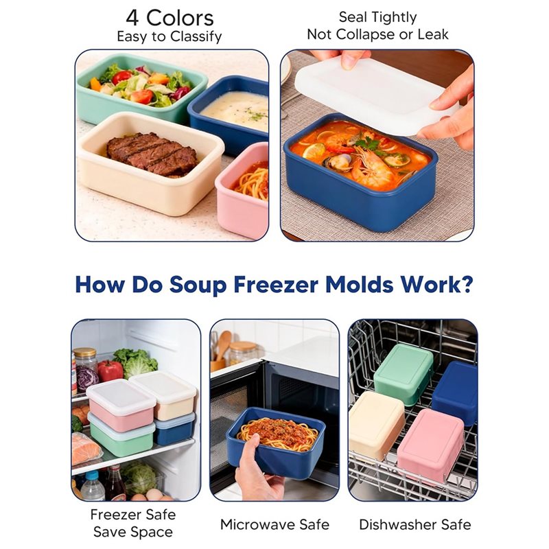 AB33-4er-Pack Silikon-Gefrierf – Meal Prep Freezer Bewertung und Preis